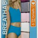 Fruit of the Loom Women's Breathable Underwear, Moisture Wicking Keeps You Cool & Comfortable, Available in Plus Size (9, Micro Mesh - Low Rise Brief - 6 Pack - Colors May Vary)
