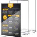 Motiskyy 2 Pcs 11x17 Inch Acrylic Sign Holder Clear Menu Display Stand Literature Flyer Poster Frame Pricing Flyer Letter Notice Photo Table Tent Double Bottom Loading Sided for Tabletops (11x17 Inch)