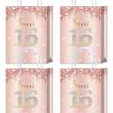 YanZonic Sweet 16 Party Decorations Bags - 16 Pcs Sweet 16 Party Favor Bags for Rose Gold 16th Birthday Decorations, Stylish 16th Birthday Decorations for Girls