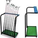 Nisorpa Golf Club Organizer Rack Golf Club Display Stand Rack Holder Shelf Golf Putter Rack Holder Stand 9 Putters Metal Golf Club Stand 9 Clubs with Artificial Grass Mat
