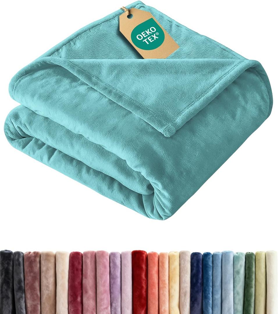 Ultra Soft Fleece Blanket Twin Size - Flannel Fleece Luxury Twin Blanket - Lightweight for Couch Bed Chair - Thick, Warm & Breathable - All Season Cozy Fuzzy, Anti-Static Microplush Bedding, Turqoise