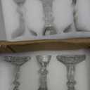 4.33" Tall Glass Candlestick Set of 6 Clear Crystal Candle Holders for Glass Taper Holder Decor for Wedding Birthday Party Christmas Pieces Missing