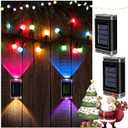 K.E.J. Solar Fence Lights Outdoor Waterproof, 8 Pcs Solar Wall Lights Color Changing Up & Down Lights Outdoor -Lights Fixture for Wall Fence Yard Deck Garden Garage Walkway Porch