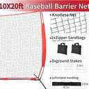 20x10ft Ball Backstop Net,Sports Net Barrier with Handbag,Fix Ball Stop Net by 4 Spike&2 Sandbag,Lacrosse Net Backstop for Softball,Basketball,Hockey Train,Baseball Net Barrier for Backyard,Playground