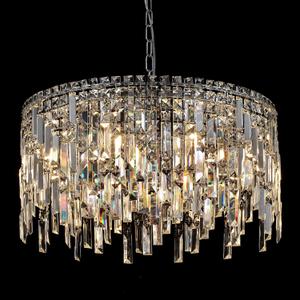 Crystal Chandelier, 24" Modern Round Chandelier for Dining Room, K9 Large 8-Light Crystal Pendant Fixtures Raindrop Luxury Pendant Ceiling Light Chrome for Entryway Foyer Staircase