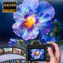 4K Digital Camera for Photography Travel, 56MP Autofocus Vlogging Camera for YouTube, 16X Zoom with 3" 180°Flip Screen & Lens Hood, 32GB Card, Gift Ideas for Teens & Beginners