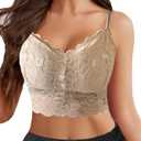 Lace Bralette for Women Sexy Bralette V Neck Camisoles Y2k Tank Going Out Slim Cami Crop Top (M)