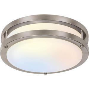 13 inch Flush Mount LED Ceiling Light Fixture, 2700K/3000K/3500K/4000K/5000K Adjustable Ceiling Lights, Brushed Nickel Saturn Dimmable Lighting for Hallway Bathroom Kitchen or Stairwell, ETL Listed