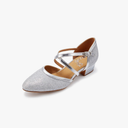 Closed Toe Low Heel Glitter Ballroom Dance Shoes for Women Salsa Latin Wedding Party 1 1/2“ Heel S11-1, 7.5