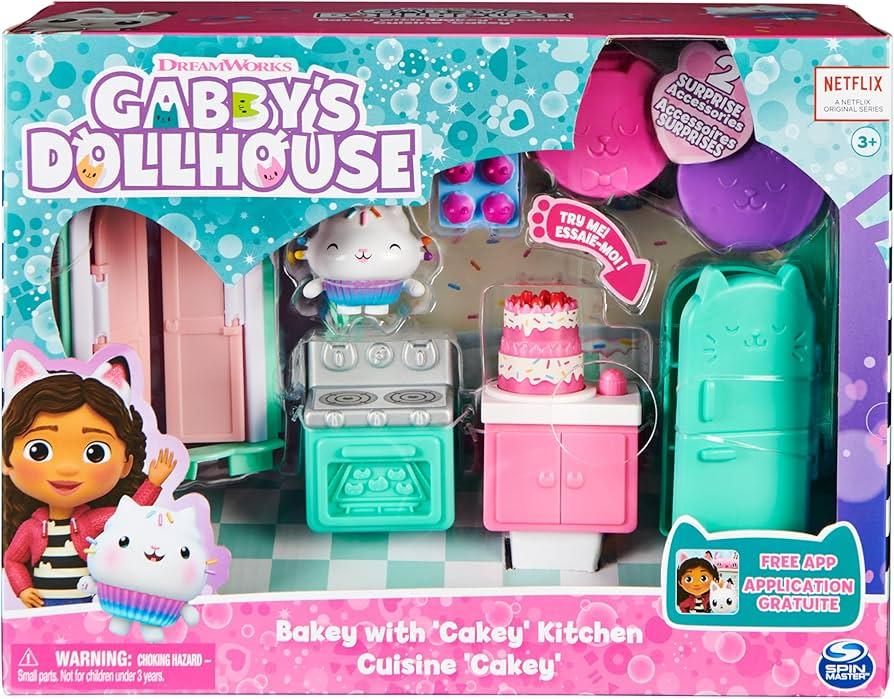 Gabbys Dollhouse, Bakey with Cakey Kitchen with Figure and  Accessories, 3 Furniture and 2 Deliveries, Kids Toys for Ages 3 and up