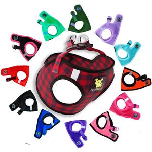 EcoBark Step in Dog Harness - Eco-Friendly Teacup Dog Harnesses for XXS, XS, and Small Dogs - Reflective and Adjustable Mini Body Halter Vest -Tiny Soft Mesh Toy Breed Harness (XXXS, Plaid) (XXXS- 2 to 3 lbs- Chest up to 10 in (Pack of 1), Buffalo Check Plaid)