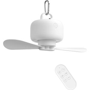 JISULIFE Camping Fan 8000mAh Battery Operated, Portable Tent Rechargeable with Remote Control, Detachable Fan-Blades, Hanging Hook, Timer, 4 Speeds for Outdoor Dorm-White