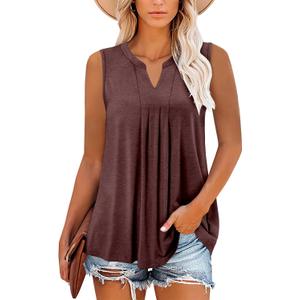 KISSMODA Tank Tops for Women Summer Sleeveless V Neck T Shirts Business Casual Outfits Flowy Tunic Oversized Clothes (Blue, L)