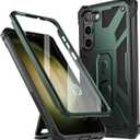 Poetic Spartan Case for Samsung Galaxy S23 5G 6.2 inch, Built-in Screen Protector Work with Fingerprint ID, Full Body Rugged Shockproof Protective Cover Case with Kickstand, Metallic Green