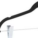 Amazon Basics Velvet Non-Slip Skirt Clothes Hangers with Clips, 360 Degree Rotatable Hook, Organize Pants and Skirts, Black/Silver, 24-Pack