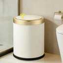 URALFA Automatic Motion Sensor Bathroom Trash Can with Lid, Touchless Trash Bin, Smart Dog Proof Garbage Can, Small Waste Basket for Toilet, Office, Bedroom, 2.8 Gallon, Cream White