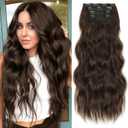 KooKaStyle Wavy Thick Clip in Hair Extensions 24" Dark Chocolate Brown