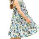 Girls Summer Dresses Boho Floral Print Cute Layer Ruffle Sleeve Hawaiian Casual Sundress Dress 12-13 Years (Tropical Plants)