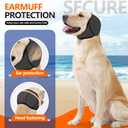JOHNBOLIN Dog Ear Muffs & No Shake Ear Wrap for Hematoma, Bathing, Drying, Swim& Noise Anxiety Relief- Elastic Waterproof Ear Protector with Calming Hoodie Design for Grooming/Head Ear Cover (Grey, M)