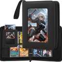 Trading Card Binder with Display Window 4 Pocket Binder Holds 400 Cards, Fits TCG & Standard Size Cards, Includes 2 Jumbo Toploaders and 2 Page Dividers