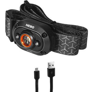 NEBO MYCRO 400 Rechargeable Headlamp | 400 Lumens, 6 Light Modes, Water Resistant, Detachable Hat Clip, Super Bright Head Lamp for Camping & Hiking, Includes Micro USB Charging Cable