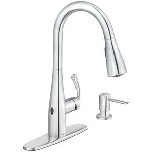 Moen Essie Chrome MotionSense Wave One-Handle Touchless Kitchen Faucet with Pulldown Sprayer and Soap Dispenser, 87014EWC