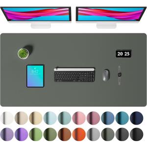 Aothia Faux Leather Desk Mat  Large Mouse Pad, Non-Slip PU Leather Blotter, Waterproof Writing Surface for Office and Home (Jungle Green, 47.2" x 23.6")