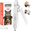 2-in-1 Dog & Cat Nail Clipper with Grinder - Dual Highlight LED Reduce Over-Trimming, Long Battery Cordless USB-C Rechargeable, Safety Lock & Catcher Cap, Quiet Home Grooming for Small Large Pets (White)