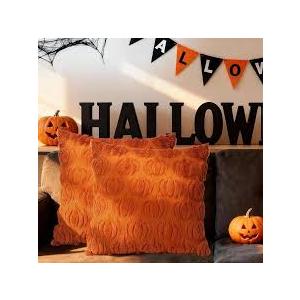Halloween Decor Throw Pillow Covers Set of 2-18x18 Inches Ivory Cute Ghost Hugging Pumpkin, Plush Soft for Spooky Season & Cozy Fall Decor, Orange