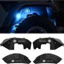 Front & Rear Inner Fender Liners Wheel Cover for 2018-2024 Jeep Wrangler JL JLU Unlimited Bolt-on Wheel Liners Engine Protection with Light & Star Logo, 4 PCS 