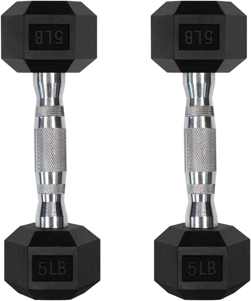 RitFit Rubber Coated Hex Dumbbell Set with Rack, 5-780LB for Home Gym Strength Training, Anti-Slip Knurled Handle, Hexagon Anti-Roll, Heavy-Duty Storage Rack