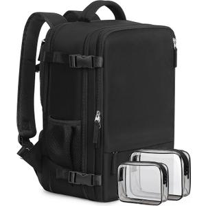 Beraliy Travel Backpack for Men Women, Large Carry On Backpack, Personal Item Bag Airline Approved, 17 inch Laptop Backpack, Business Work Gym Weekender Bag, Black