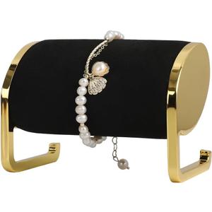 GemeShou black velvet watch stand, jewelry bracelet display stand for selling, metal bangle holder gold jewelry organizerBlack