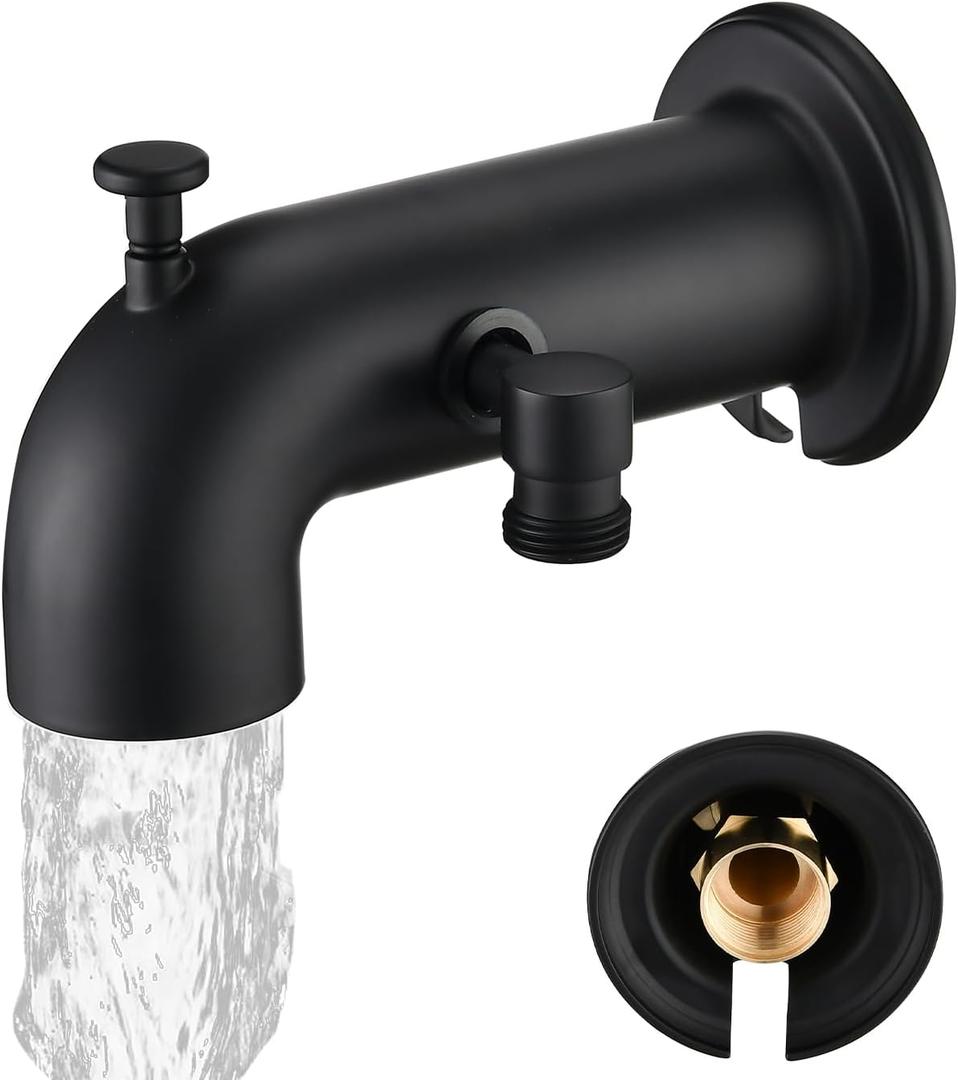 Tub Spout with Diverter, Bathtub Spout for Hand Shower,Matte Black (Without Handheld, Matte Black)