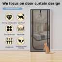 Upgraded Pet Screen Door,Fits Door Opening Size 34''x 83'',Thickened Cat Resistant Mesh Screen Door for Living Room,Kitchen,Bedroom,Cat Proof Screen with Zipper Closure.(U-Type,Black)