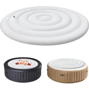 Inflatable Hot Tub Cover Energy Saving Lid for Outdoor Hot Tub,Windproof Rain-Proof Cover Protector for Hot Tubs SaluSpa Coleman Spa (Round-5.4ft-Handle)