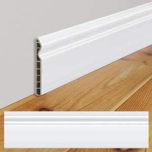 Briwooody 10 Pcs 39.4 x 3.5 Inch Wall Baseboard Molding Trim PVC Skirting Board Wall Base Accent Cove Base Easy DIY Installation for Room Office, Installed with Glue Not Include (Classic Style, White)