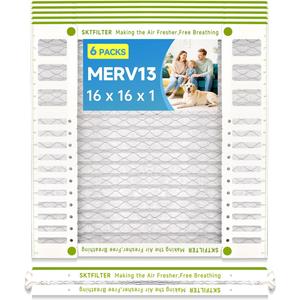 16x16x1 Air Filter AC Furnace MERV 13Comparable with MPR 1900 FPR 10 HVAC Air Condition cabin Vent Fan Electrostatic Pleated Actual Size 15.47 x 15.47 x 0.75 6 Packs