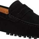 JIONS Mens Driving Penny Loafers Suede Moccasins Slip On Casual Dress Boat Shoes (8.5)
