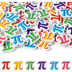 Yopyame 60PCS Pi Day Mini Erasers for Kids Bulk  Letter Assorted Novelty Tiny Pencil Erasers Cute 3D Puzzle Eraser Desk Pet School Classroom Prize Student Homework Reward Gift Filling Party Favors