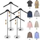 Adjustable Shirt Display Stand 4 Pcs, 20-35 Inch Height Tshirt Display Stand for Vendors, Wood T Shirt Mannequin Display forShirt, Jacket, Coat at Clothing Vendor Events, Trade Fair, Trade Show(Black)