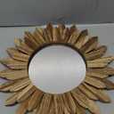 Honiway Wall Mirror Decorative 12 inch Rustic Wood Mirror Sunburst Boho Mirror for Entryway Bedroom Living Room Bathroom House Warming Gifts New Home Essential Carbonized Black