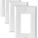 2 x 4-Pack Hammered Decorator Wall Plates, for Receptacle, Dimmer Switch, GFCI Outlet, Pure White Outlet Cover Plate, Durable Metal, 3.15''*4.88'', Midsize