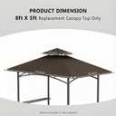 Grill Gazebo Replacement Canopy Top Only - 5' x 8' Outdoor BBQ Gazebo Canopy Roof, Waterproof Double Tiered Shelter Cover Fit for Model L-GG001PST-F