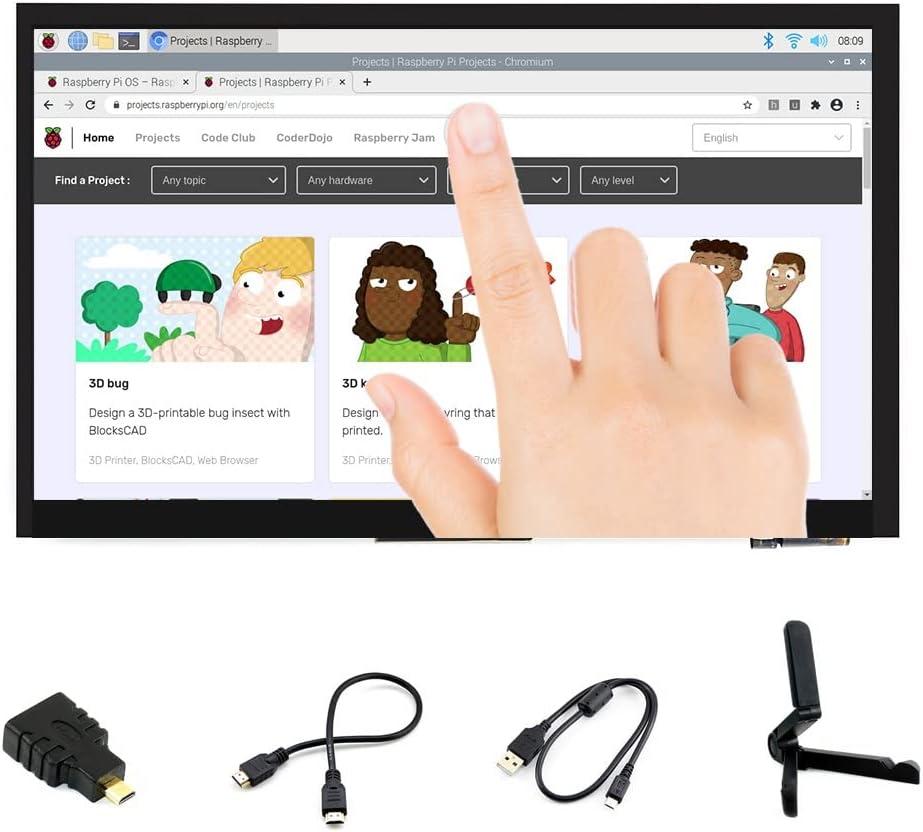 7 inch HDMI LCD 1024x600 Resolution Capacitive Touch Screen IPS Display Module Compatible with Raspberry Pi 4 3 2 1 B B+ A+,Jetson Nano,Support Software Resolution (up to 19201080) (7IP-CAPLCD)