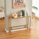 MAJARO Small Modern Console Table for Entryway, Tempered Glass with Metal Frame Sofa Table for Living Room, Hallway, Office (Single-Layer, Gold)