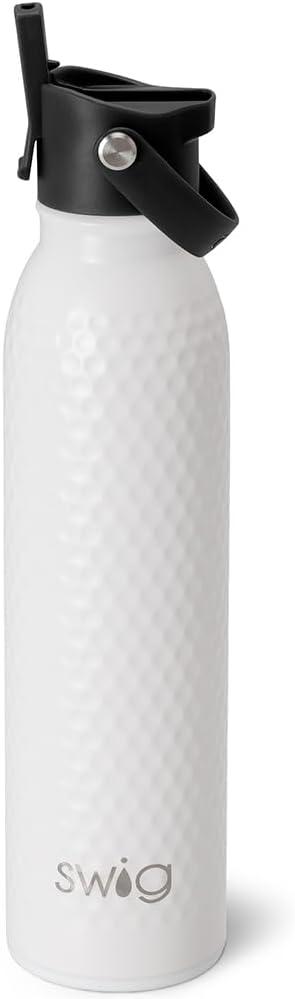 Swig Life 20oz Insulated Water Bottle, Travel Water Bottle with Straw and Lid, Cup Holder Friendly, Stainless Steel (Golf Ball)