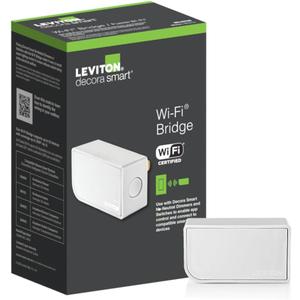 Leviton Wi-Fi Bridge for No-Neutral Decora Smart Dimmers and Switches (DN6HD and DN15S), Works with My Leviton, Alexa, Google Assistant, Apple Home/Siri & Wire-Free 3-Way, MLWSB-1RW, White