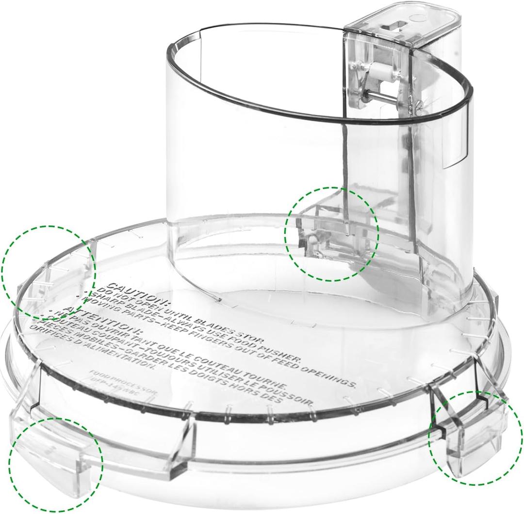 4 Locking Knob DFP-14NWBCT1 Food Processor Replacement Bowl Lid, Compatible with Cuisinart Food Processor DLC-005AGTXT1 Bowl, Suitable for Model DFP-14 (4.45 * 7.6in)