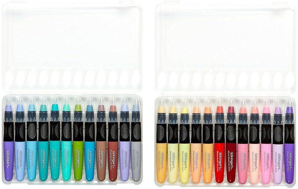 KINGART Pastel GEL STICK Set, Artist Pigment Crayons, 24 Unique Colors, Water Soluble, Creamy, and Odorless, Use on Paper, Wood, Canvas and more